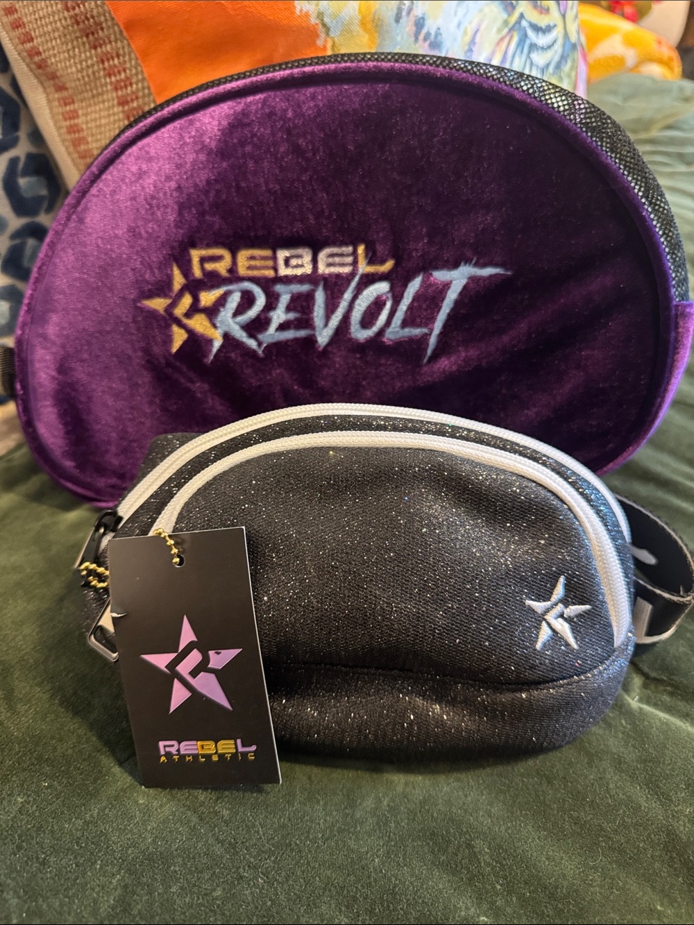 Rebel Athletic Black Sparkle Travel Waist Bag